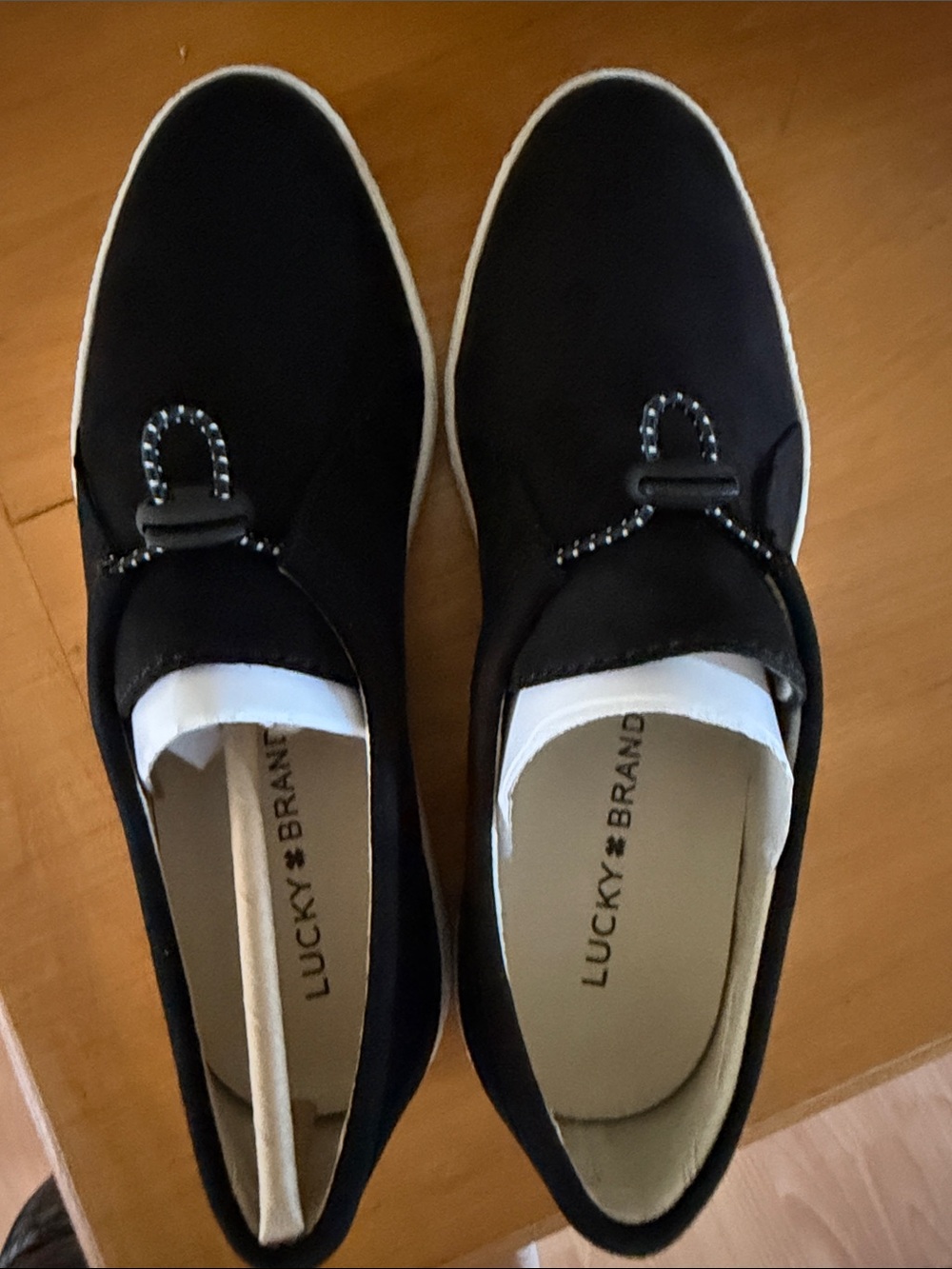 Lucky Brand Black Suede Slip-On Sneakers with White Sole - Picture 12 of 13